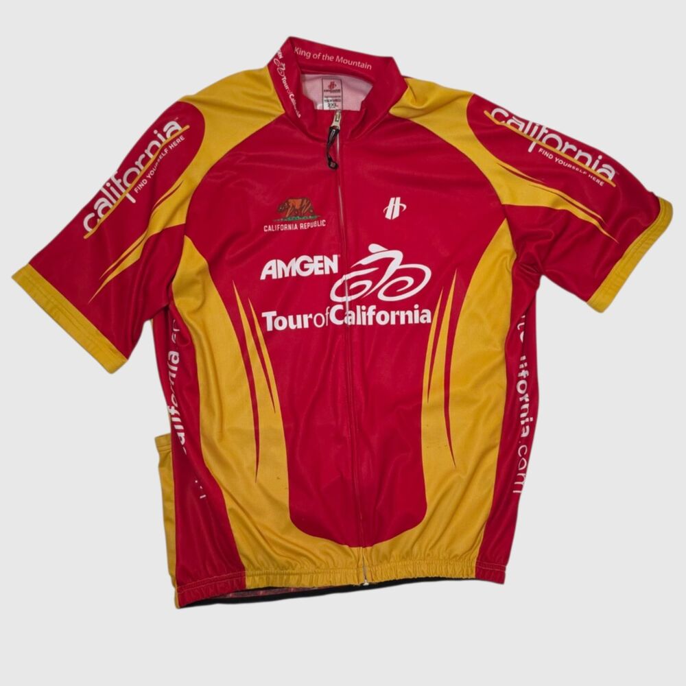 Hincapie Amgen Tour of California 2011 Cycling Jersey Red Gold Men's 2XL
